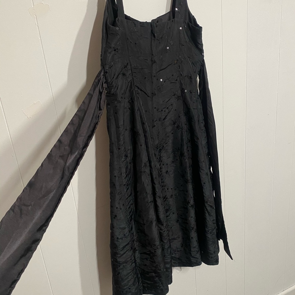 Black Dress Empire Waist. Sequins and Sash